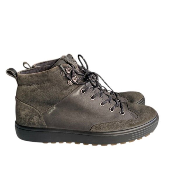 Ecco Soft 7 Tred GTX Sneakers Men’s 7 Black Suede Leather High Top Waterproof - Picture 1 of 13